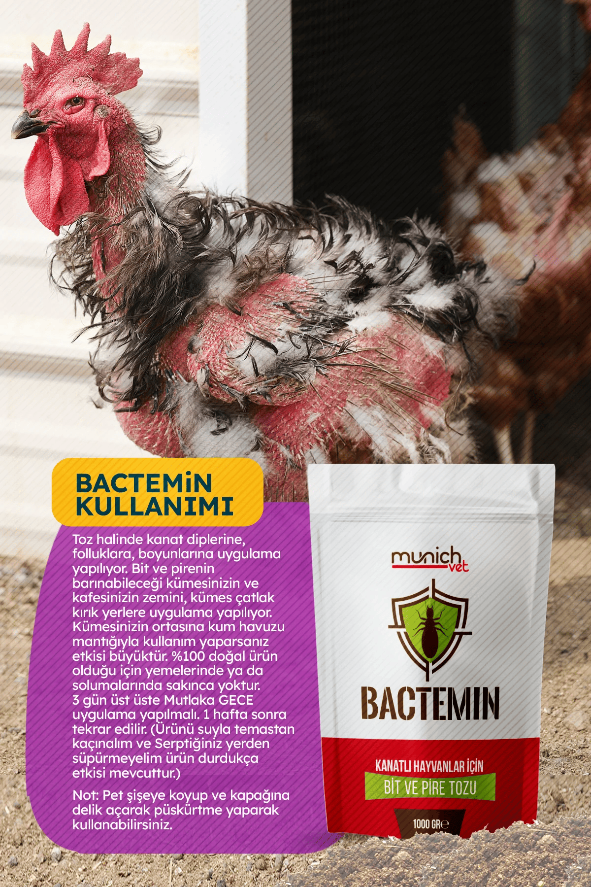 Munich Vet Bactemin Bit Pire ve Kene Tozu 500 gr