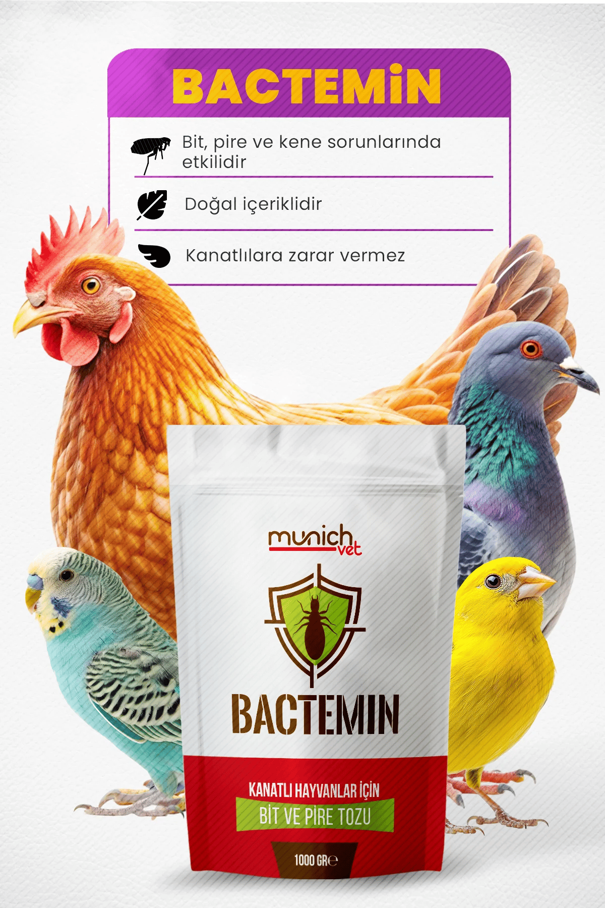 Munich Vet Bactemin Bit Pire ve Kene Tozu 500 gr