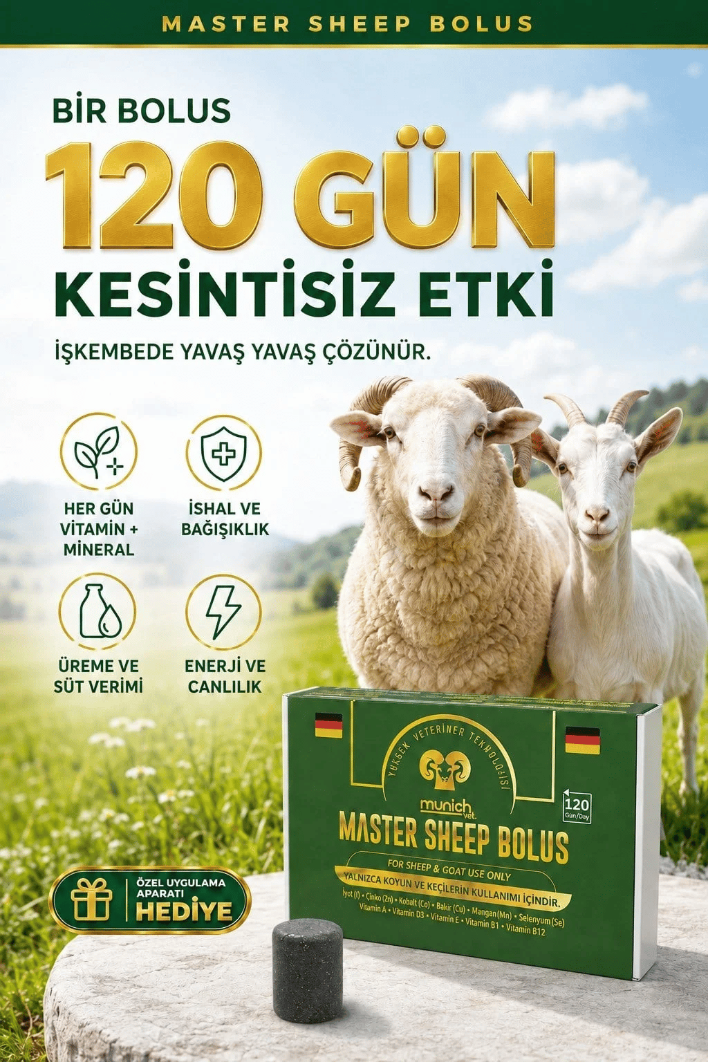 Munich Vet Master Sheep Bolus 12 Adet | Koyun Keçi Vitamin Mineral