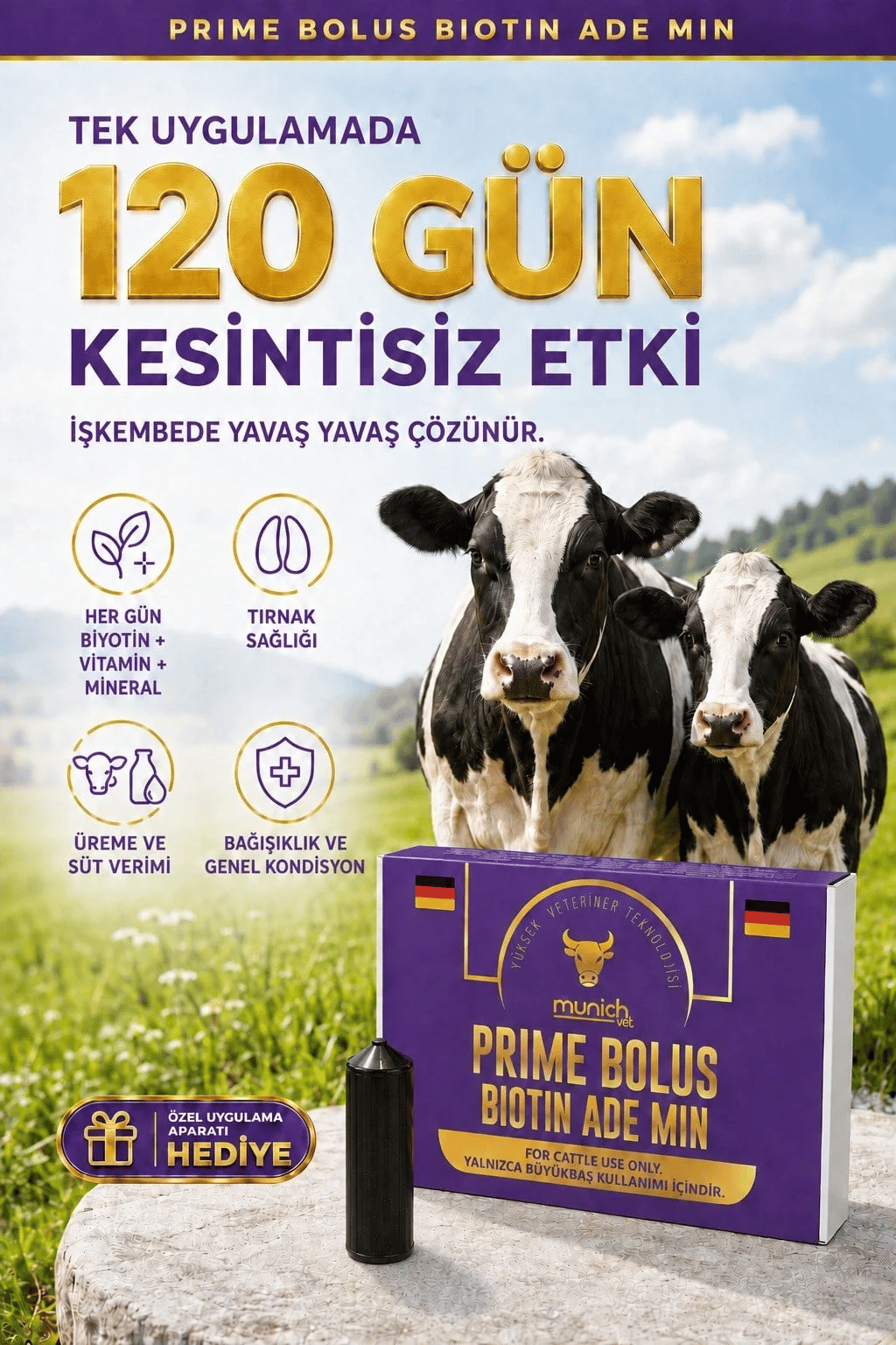 Munich Vet Prime Biotin Bolus 107 Gr 12 Adet | İnek Tırnak Vitamin