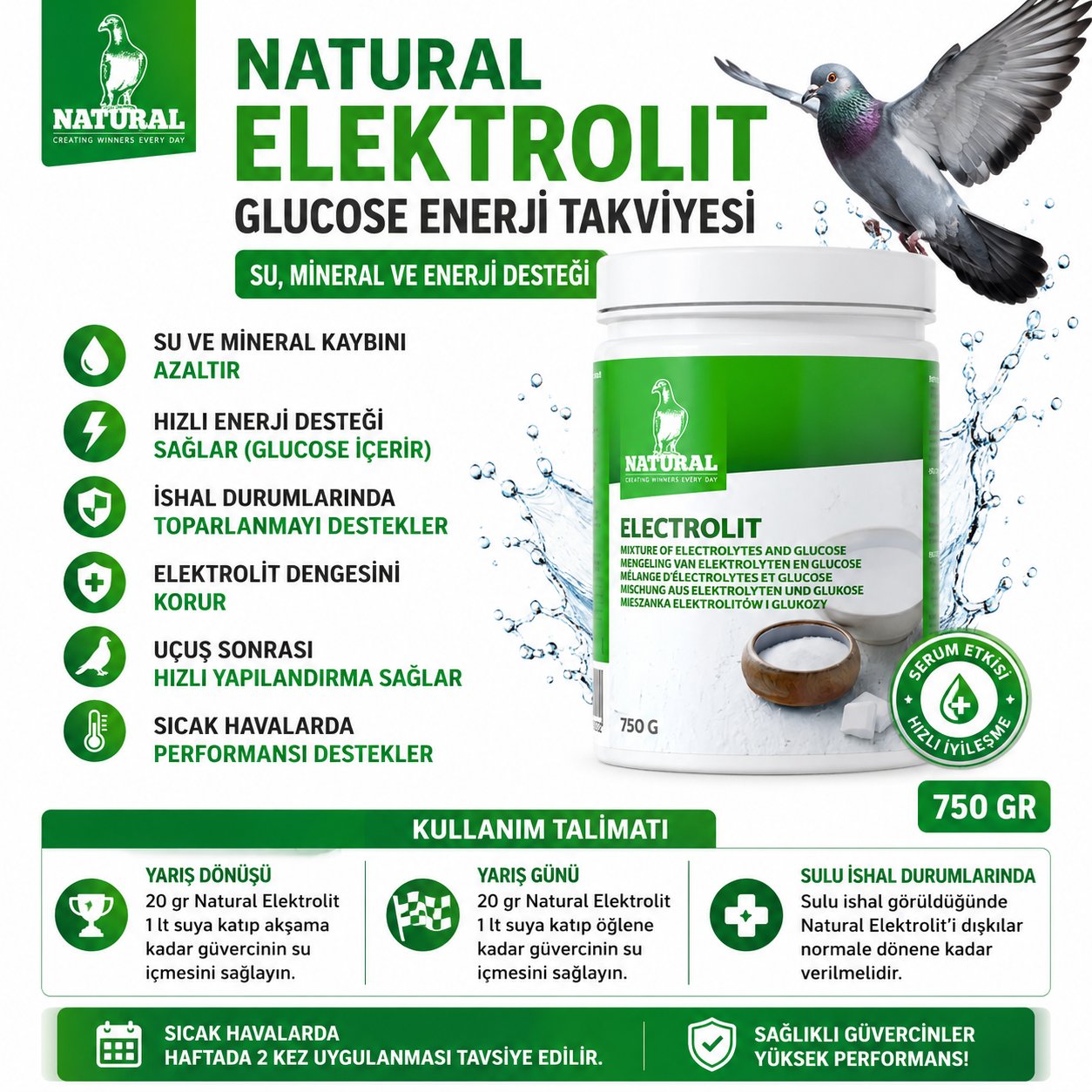Natural Elektrolit Glucose Enerji Takviyesi 750 Gr