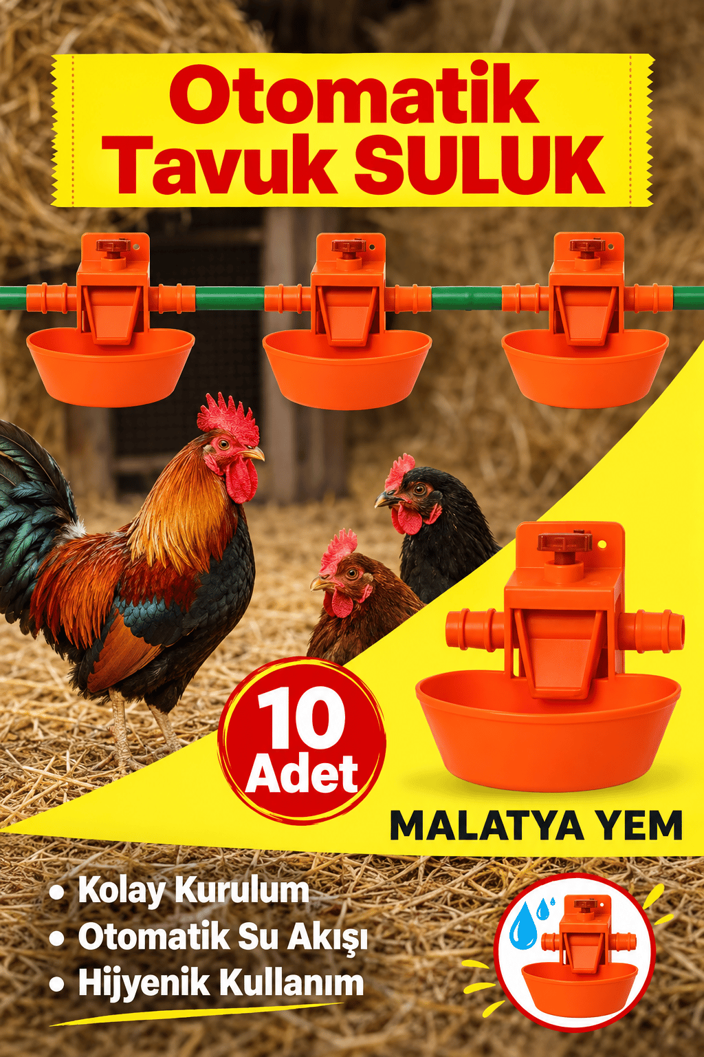 Otomotik Tavuk-Civciv Suluğu-10 Adet