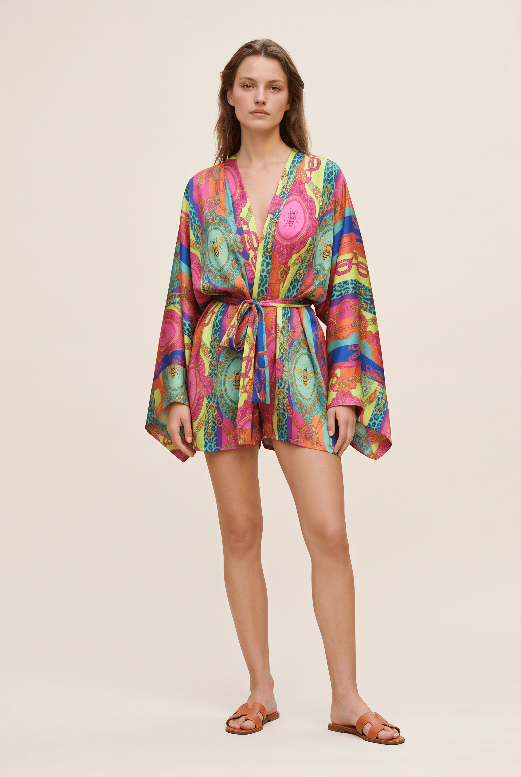 Feu De EluFumee Melia Kısa Saten Sabahlık / KimonoSabahlık & Kimono