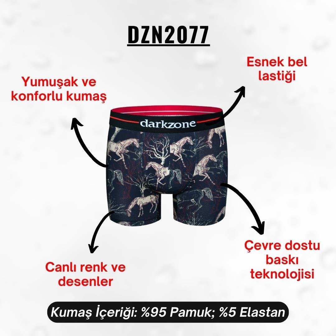 At Desenli Erkek Boxer (Dijital Baskılı) - DZN2077