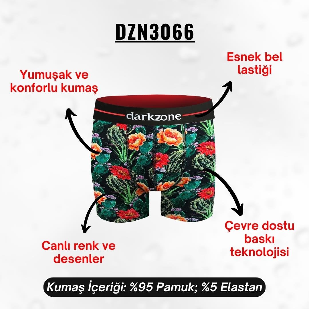 Çiçek Desenli Erkek Boxer (Dijital Baskılı) - DZN3066