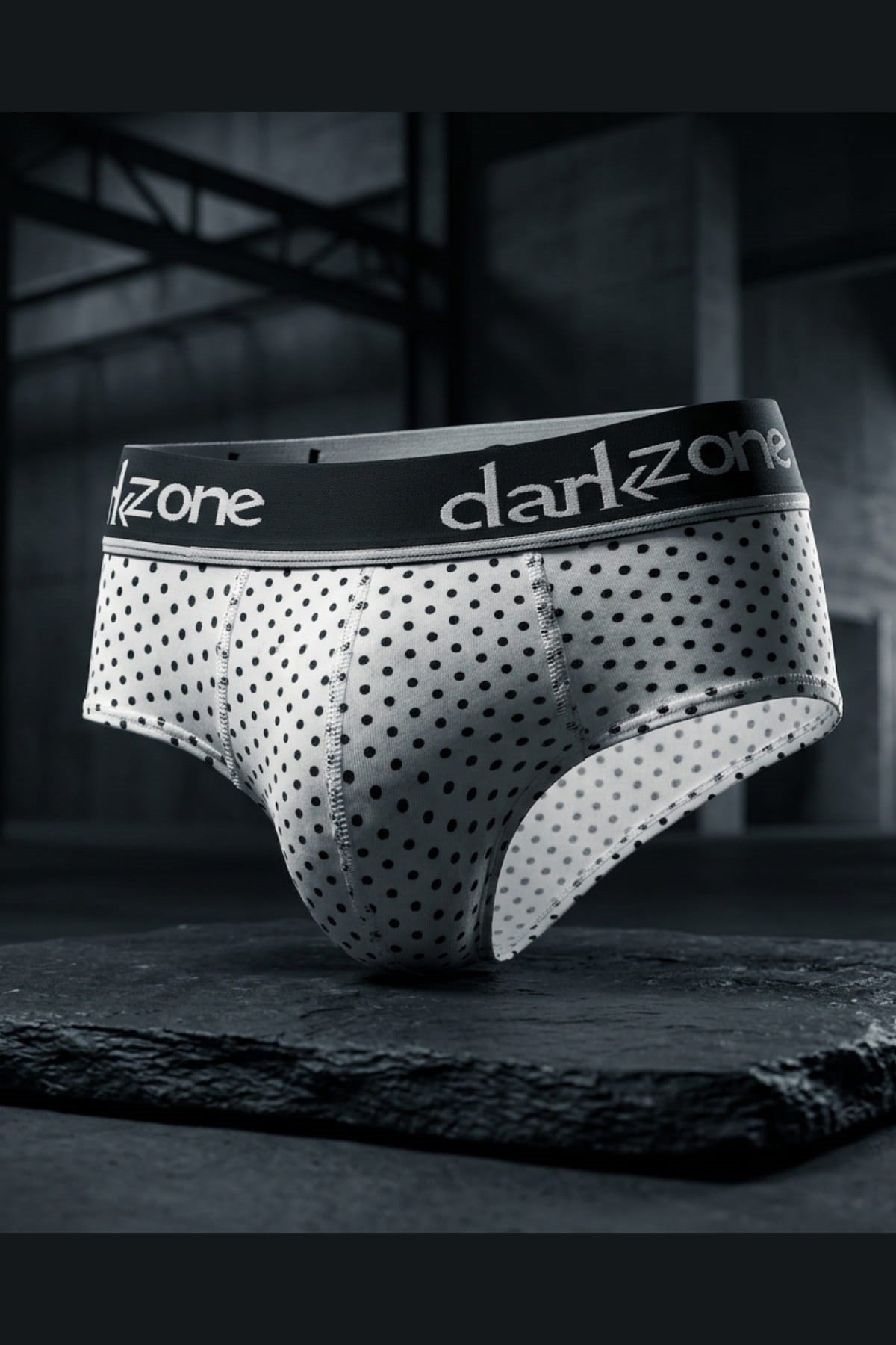 DarkzoneDZ-1103-105-SErkek Puantiye Desenli Beyaz Pamuklu Lastikli Slip Külot