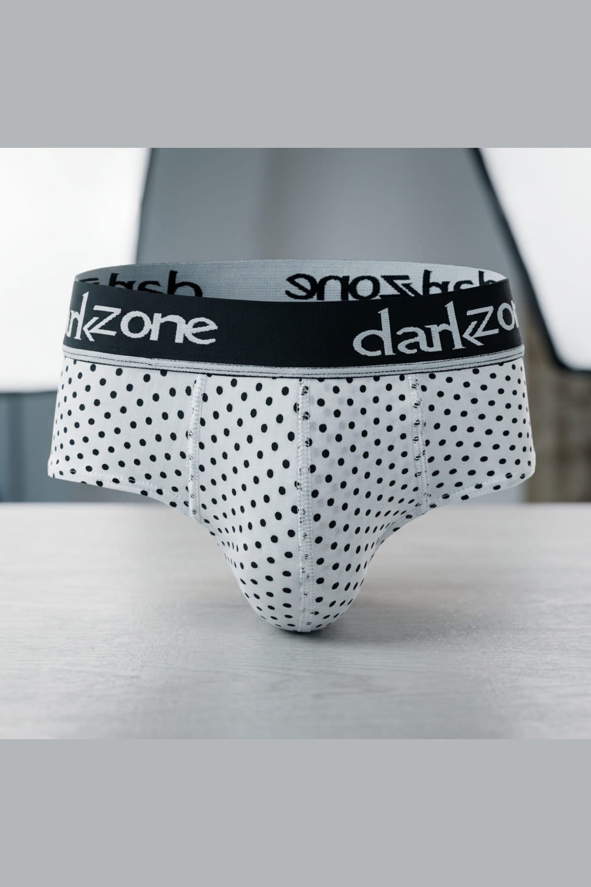 DarkzoneDZ-1103-105-SErkek Puantiye Desenli Beyaz Pamuklu Lastikli Slip Külot