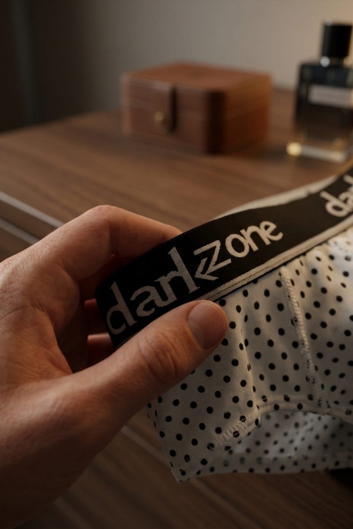 DarkzoneDZ-1103-105-SErkek Puantiye Desenli Beyaz Pamuklu Lastikli Slip Külot