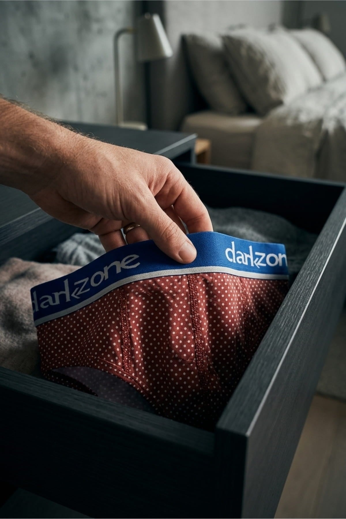 DarkzoneDZ-1103-116-SErkek Nokta Desenli Kırmızı Pamuklu Lastikli Slip Külot