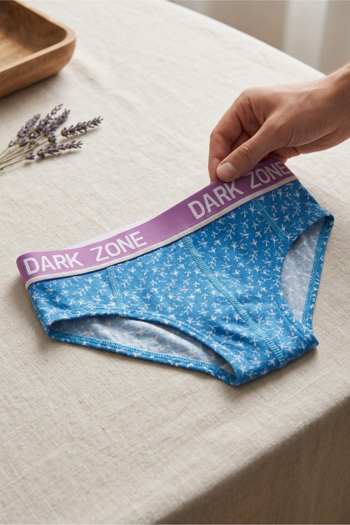 DarkzoneDZ-1103-117-SErkek Yaprak Desenli Turkuaz Pamuklu Lastikli Slip Külot
