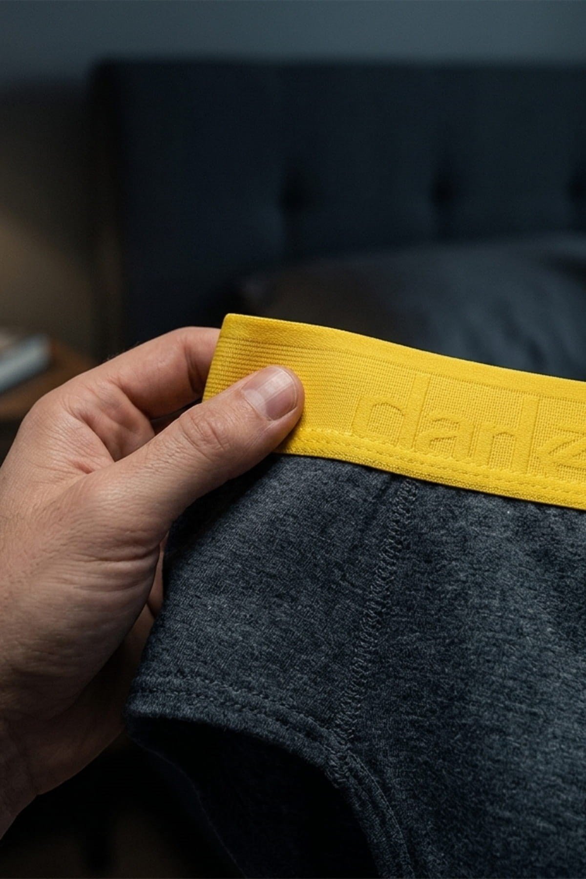 DarkzoneDZ-1103-25-SErkek Sarı Lastikli Antrasit Pamuklu Lastikli Slip Külot