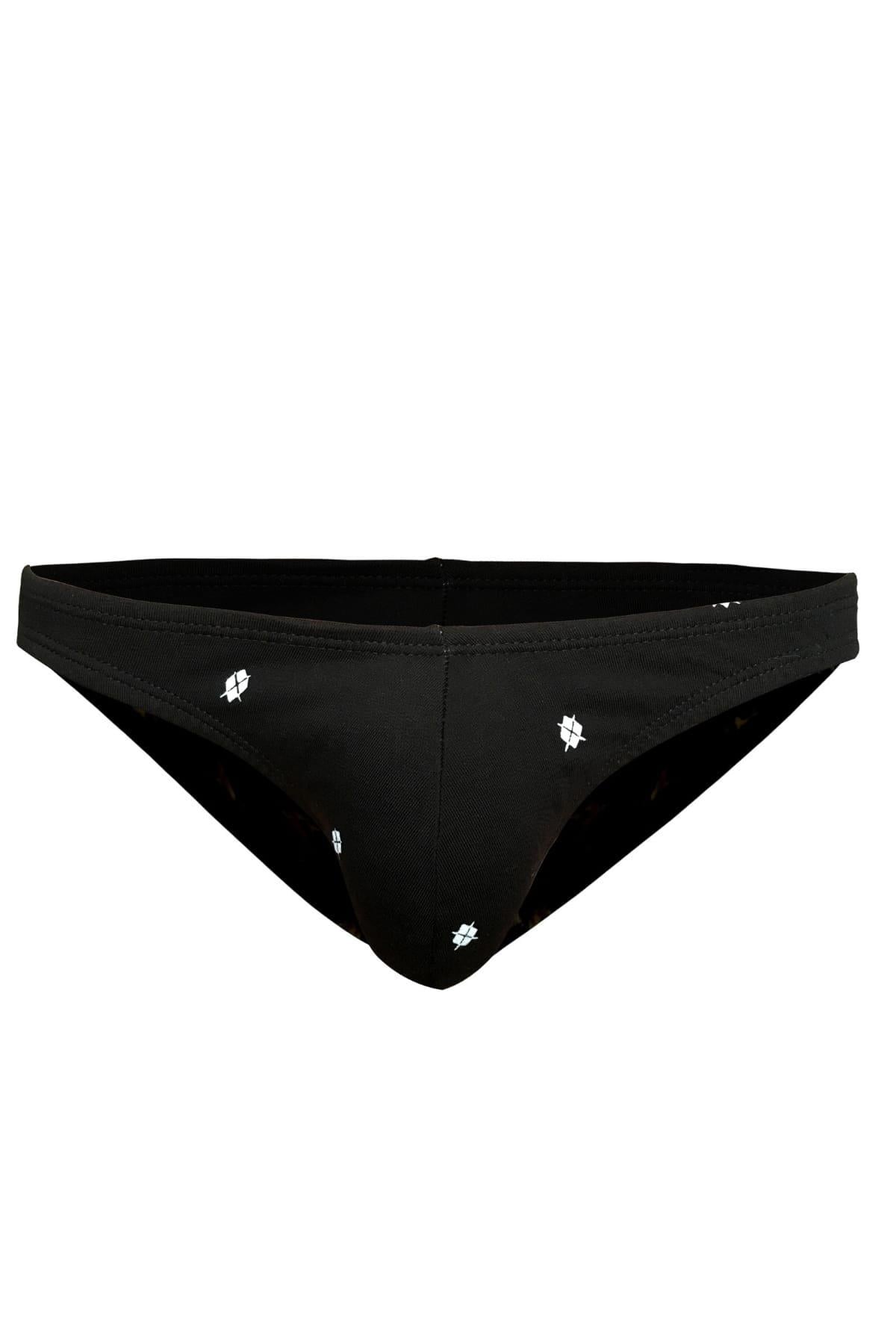 DarkzoneDZ-1104-104-SErkek Desenli Siyah Pamuklu Klasik Slip Külot