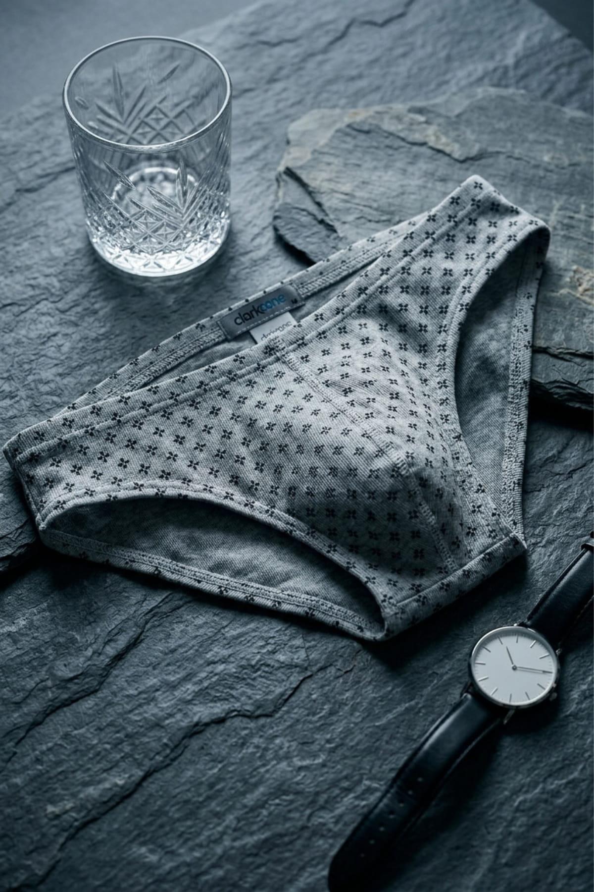 DarkzoneDZ-1104-105-SErkek Desenli Gri Pamuklu Klasik Slip Külot