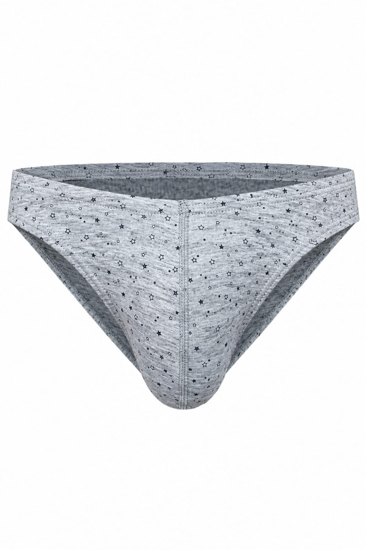 DarkzoneDZ-1104-108-SErkek Yıldız Desenli Gri Pamuklu Klasik Slip Külot