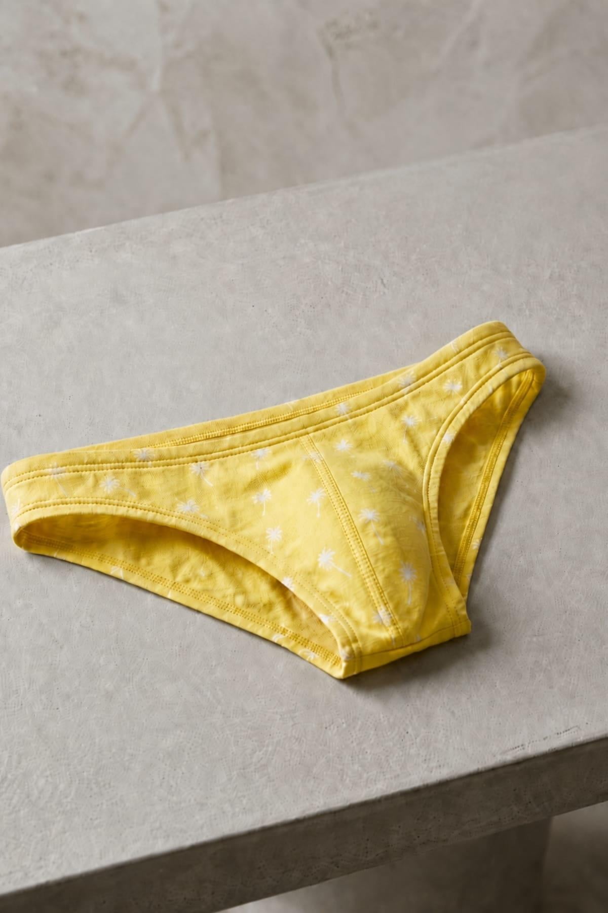 DarkzoneDZ-1104-110-SErkek Papatya Desenli Sarı Pamuklu Klasik Slip Külot