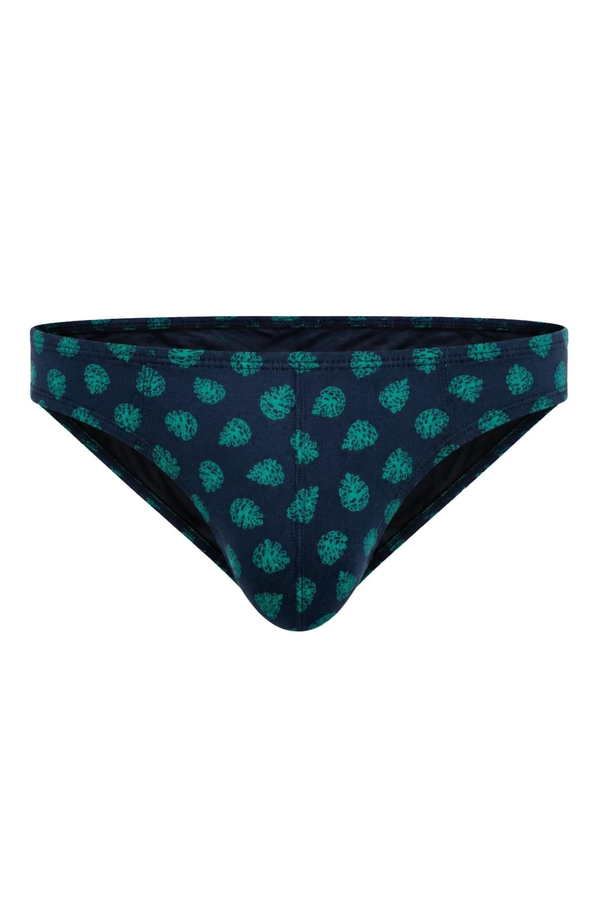 DarkzoneDZ-1104-112-MErkek Kozalak Desenli Yeşil Pamuklu Klasik Slip Külot