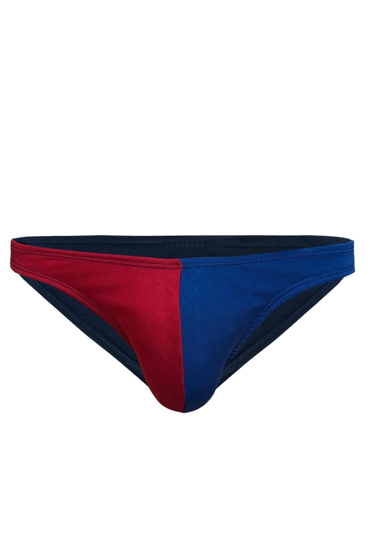 DarkzoneDZ-1104-123-SErkek Bordo Mavi Pamuklu Klasik Slip Külot