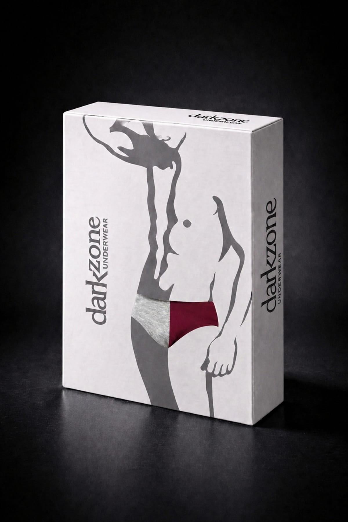 DarkzoneDZ-1104-127-SErkek Gri Bordo Pamuklu Klasik Slip Külot