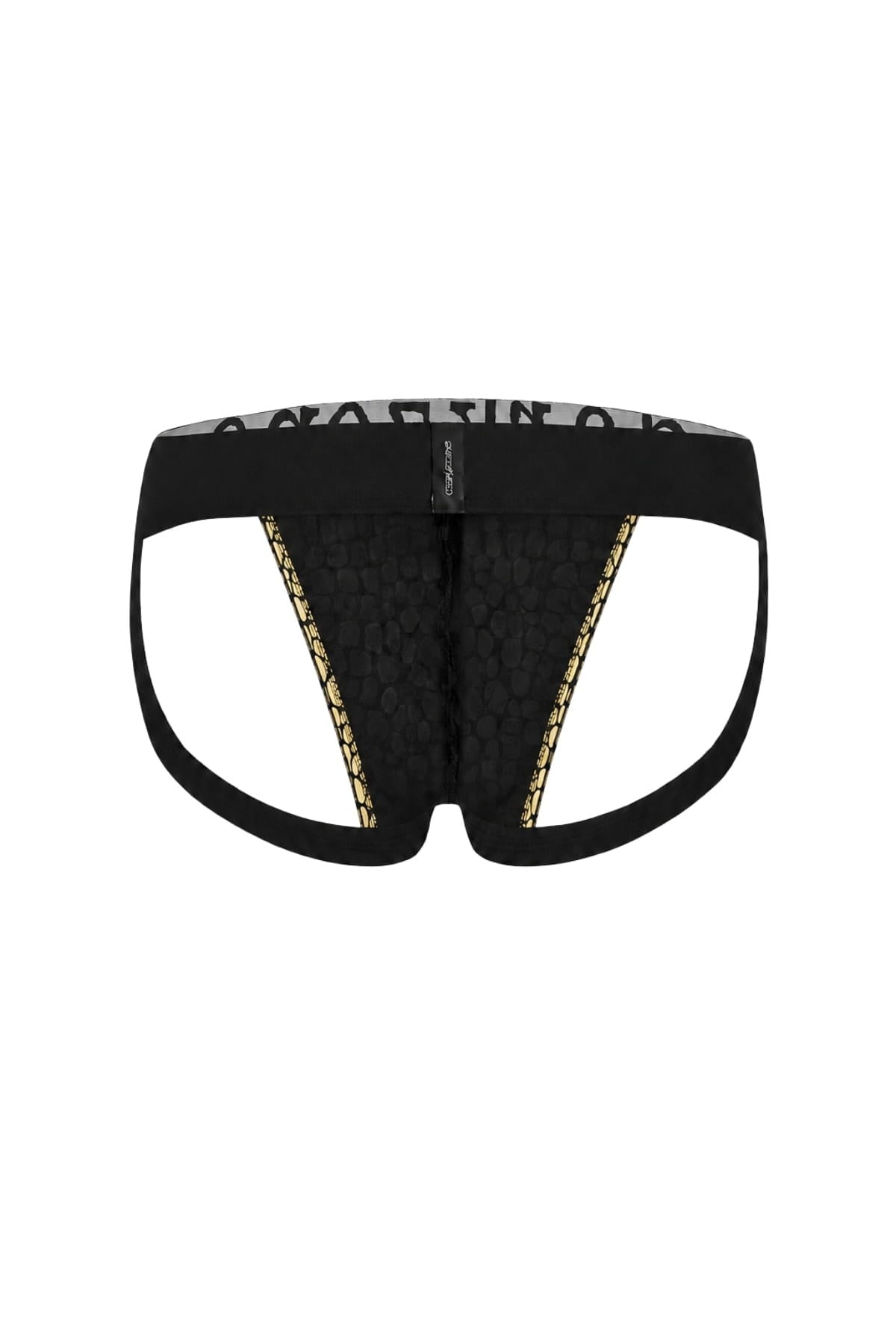 DarkzoneDZ-1401-102-SErkek Fantezi Arkası Açık Gold Mozaik Desenli Deri Jockstrap