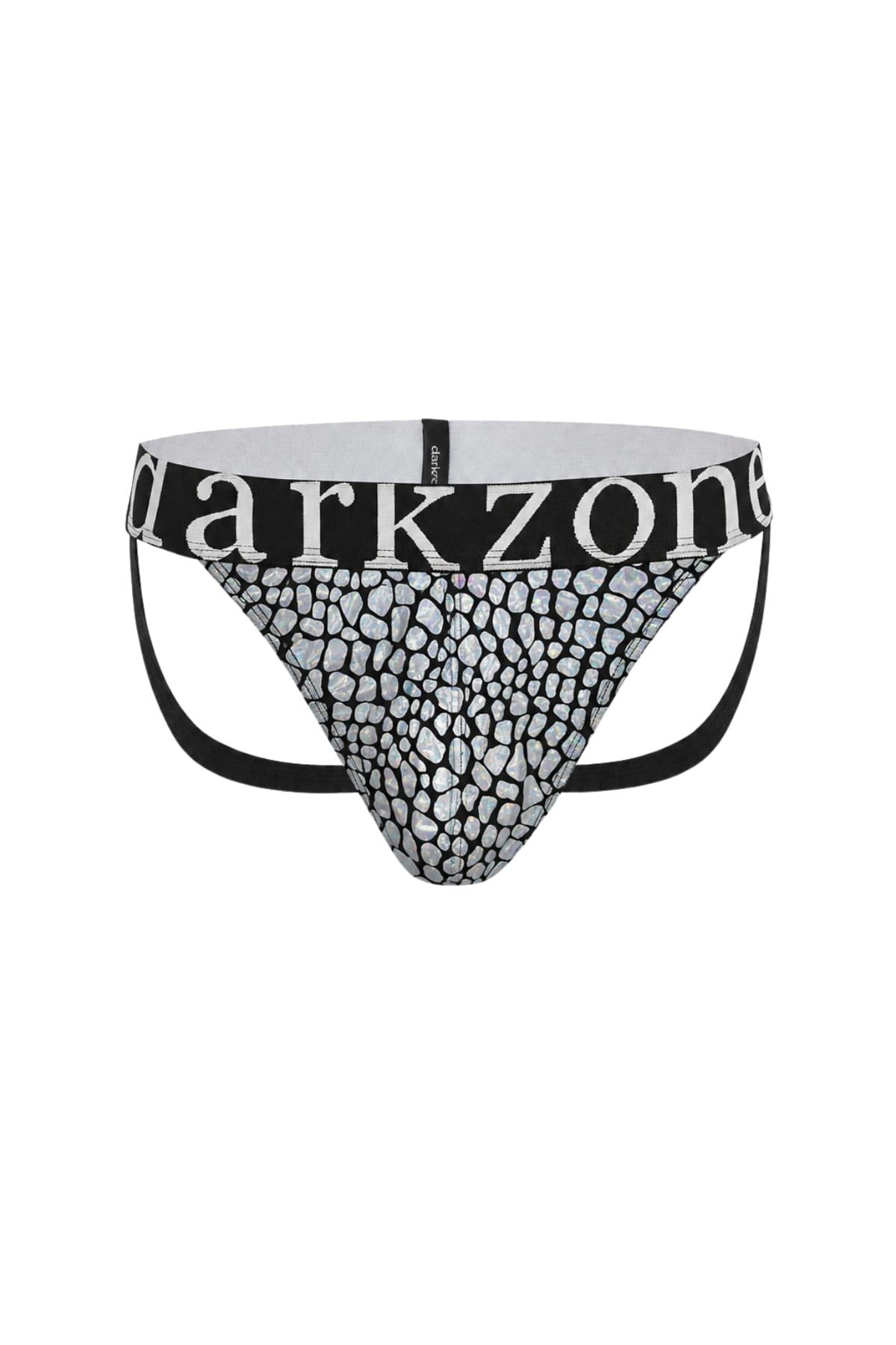 DarkzoneDZ-1401-103-SErkek Fantezi Arkası Açık Silver Mozaik Desenli Jockstrap