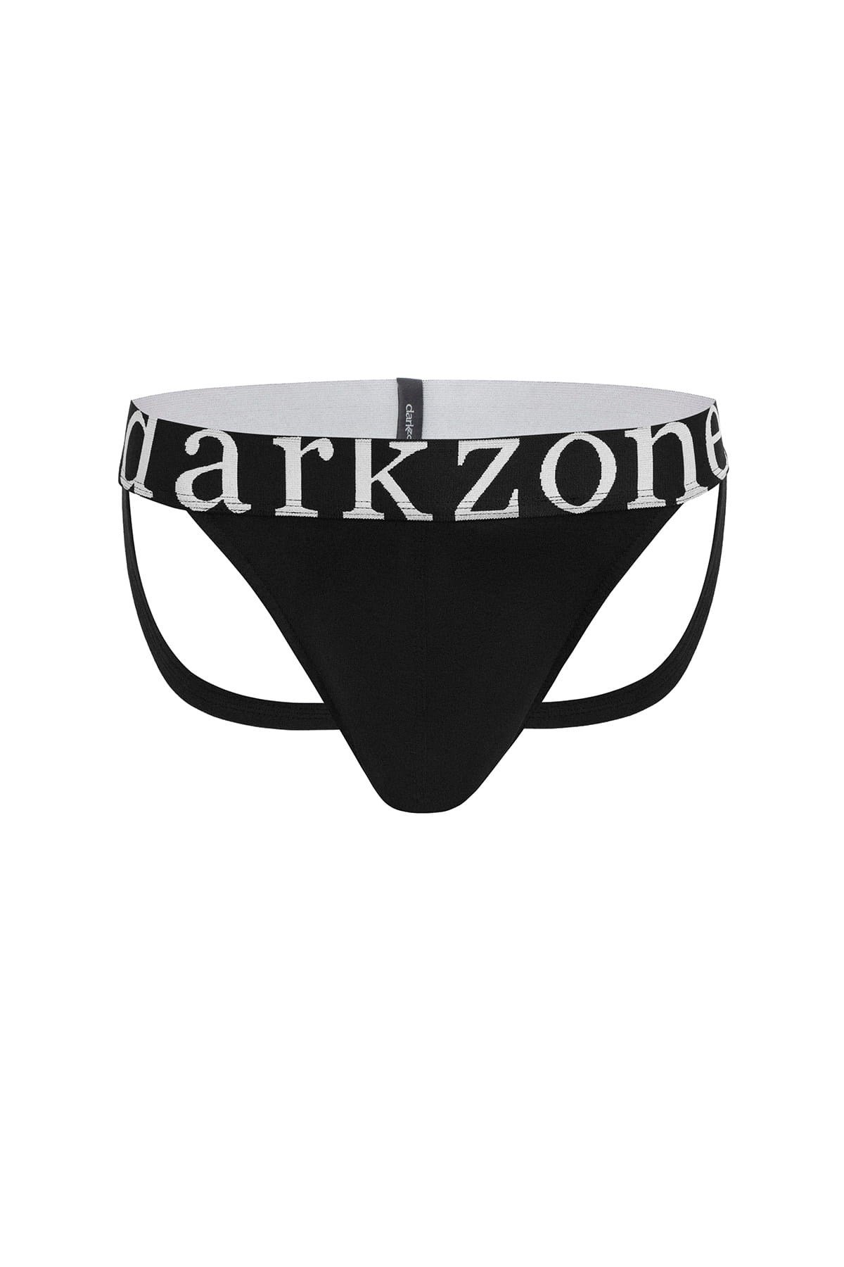 DarkzoneDZ-1402-01-SErkek Fantezi Arkası Açık Siyah Pamuklu Jockstrap