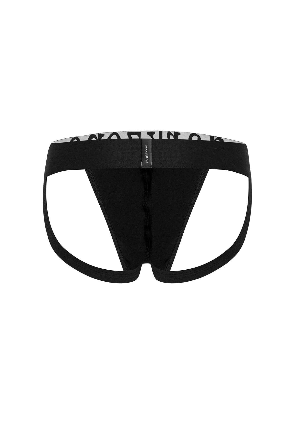 DarkzoneDZ-1402-01-SErkek Fantezi Arkası Açık Siyah Pamuklu Jockstrap