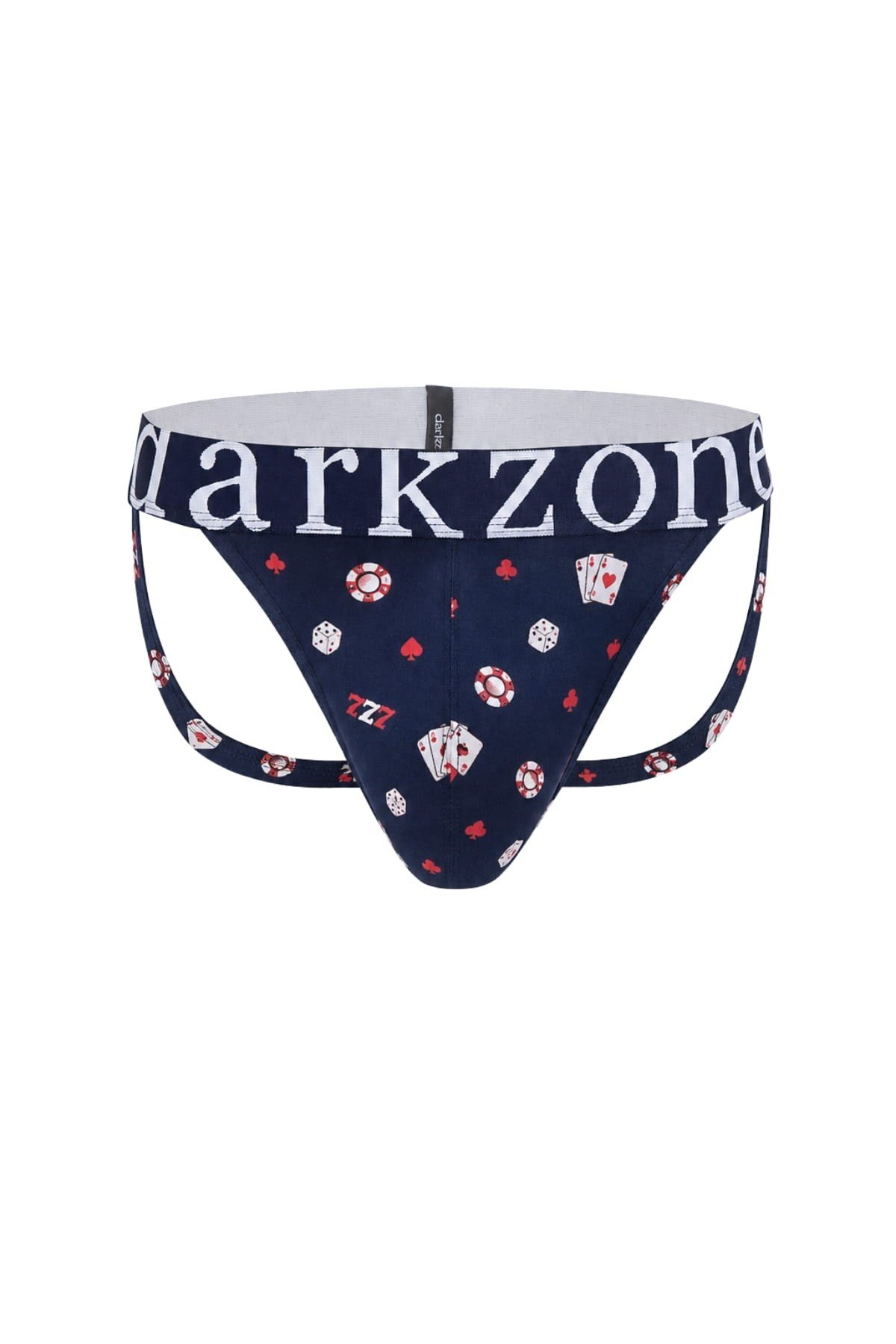 DarkzoneDZ-1402-102-SErkek Fantezi Arkası Açık Casino Desenli Jockstrap