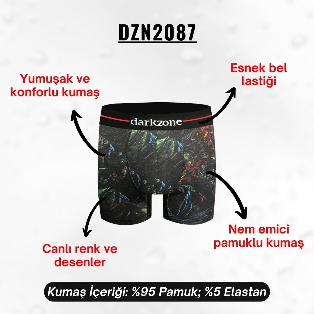 Desenli Pamuklu Erkek Boxer - DZN2087