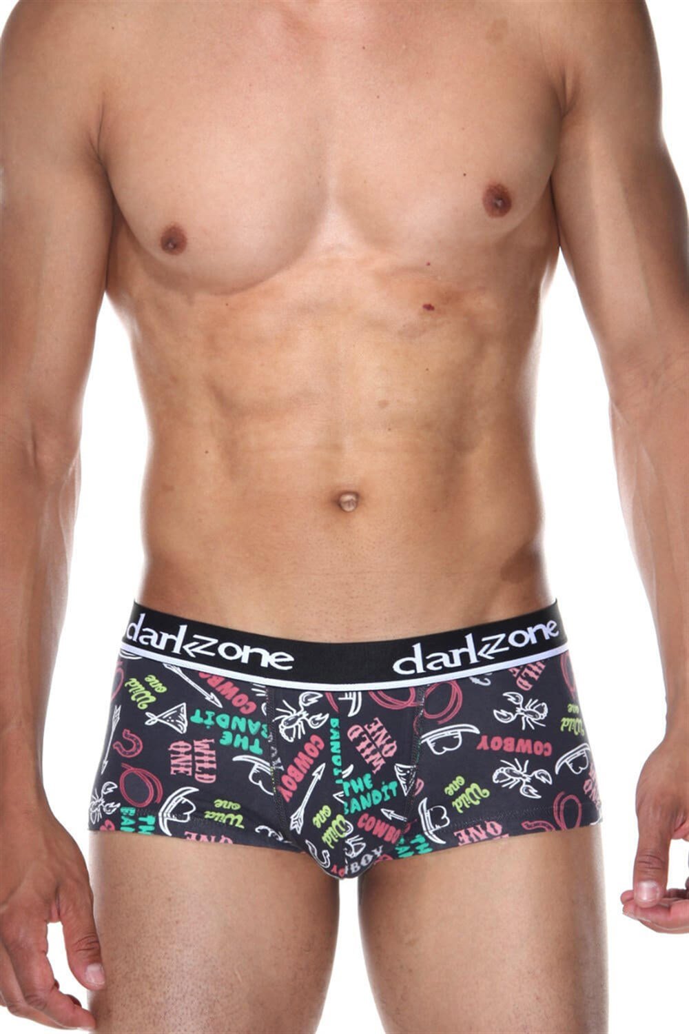 Desenli Siyah Kısa Erkek Boxer - DZN3315