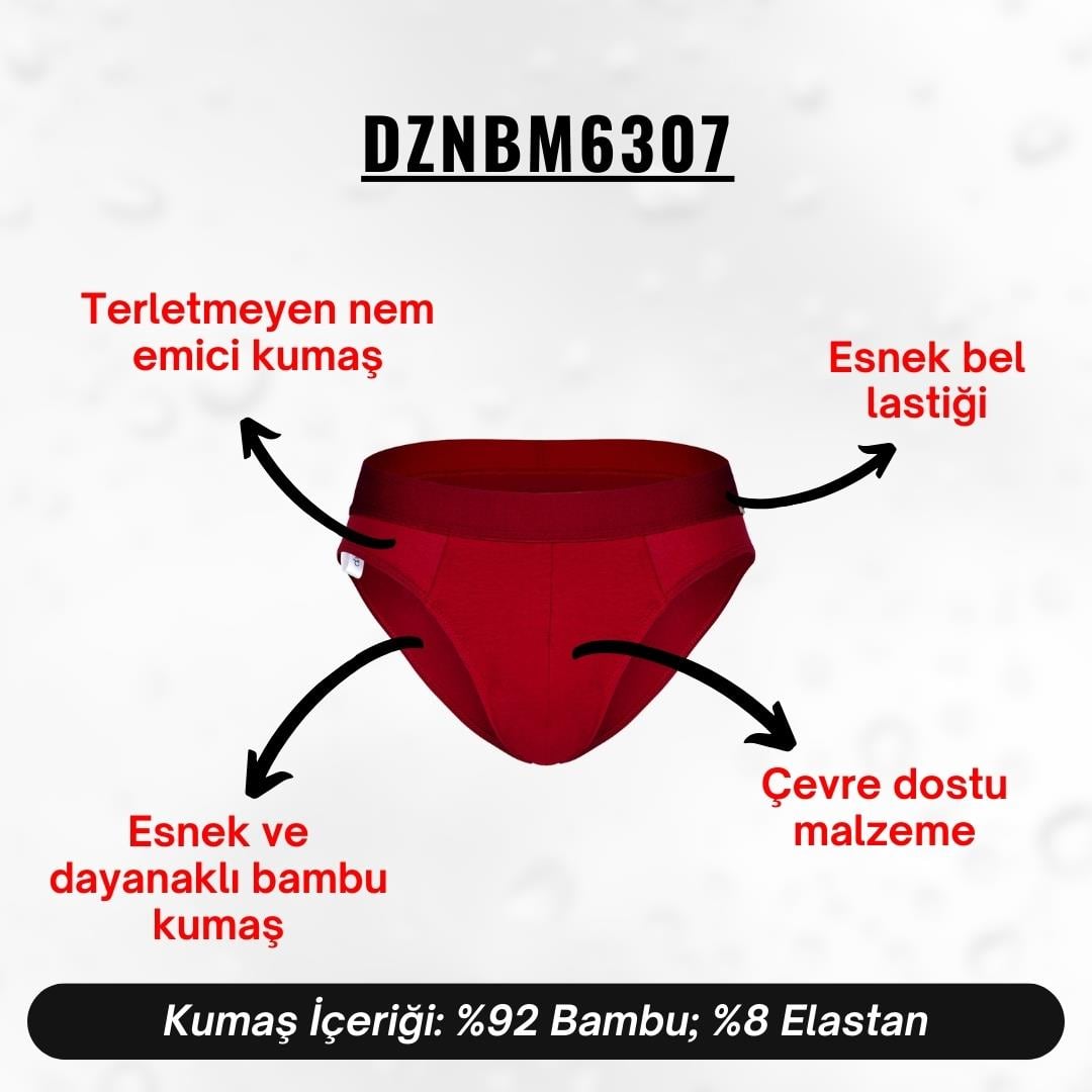 Erkek Lastikli Bordo Bambu Slip - DZNBM6307