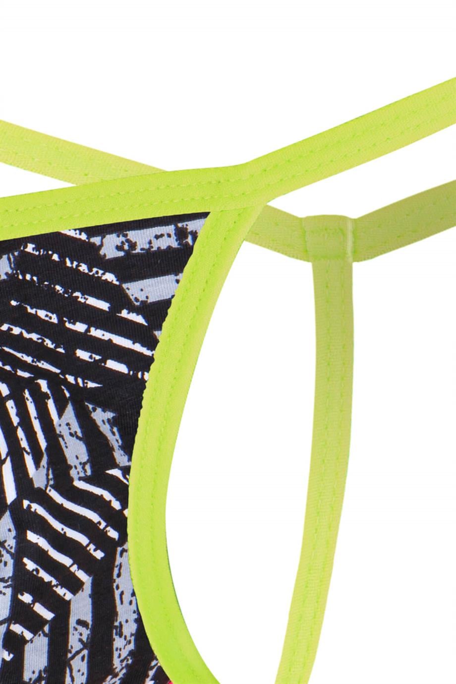 Erkek Neon Lastikli Desenli String - DZN6681