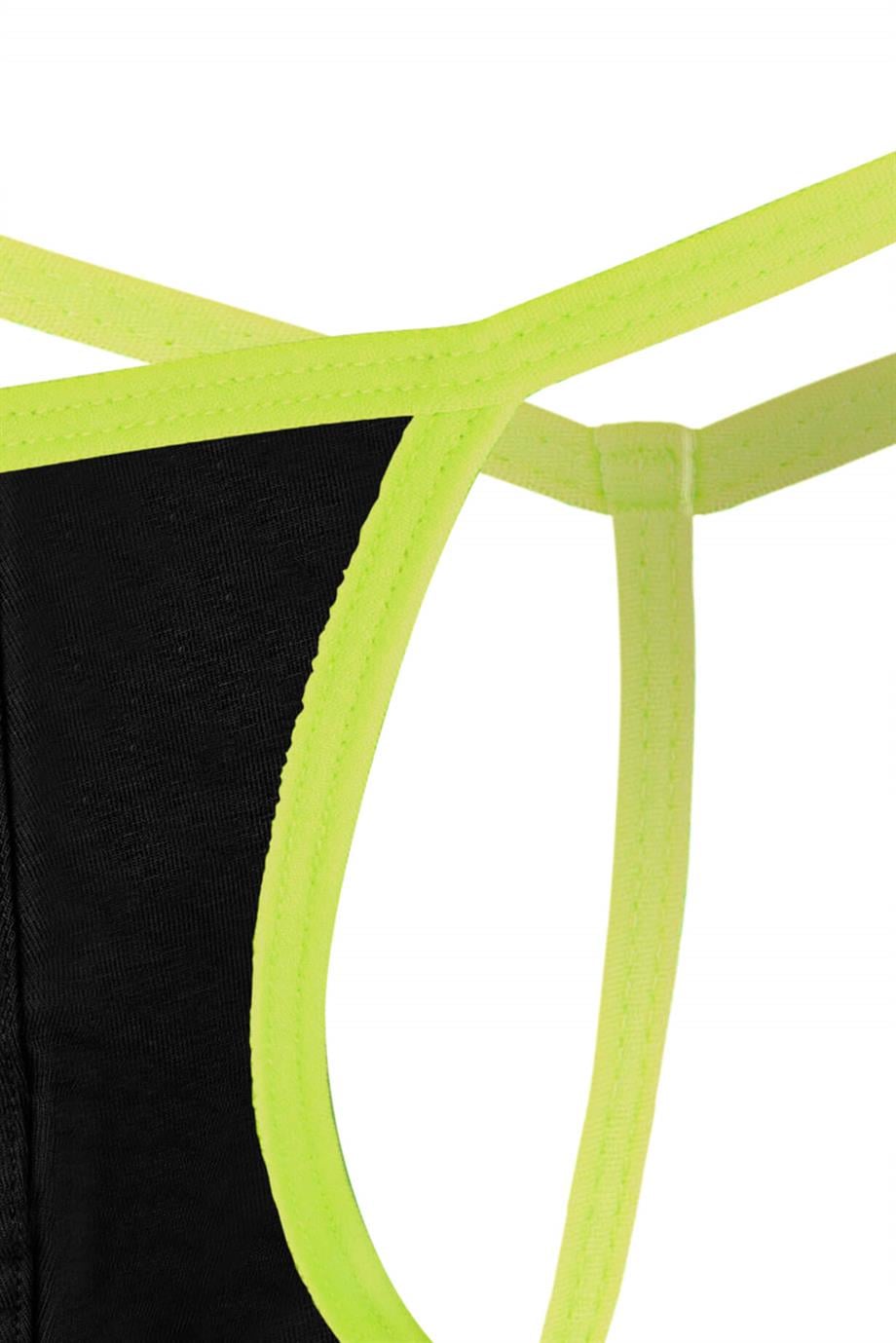 Erkek Neon Lastikli Siyah String - DZN6675