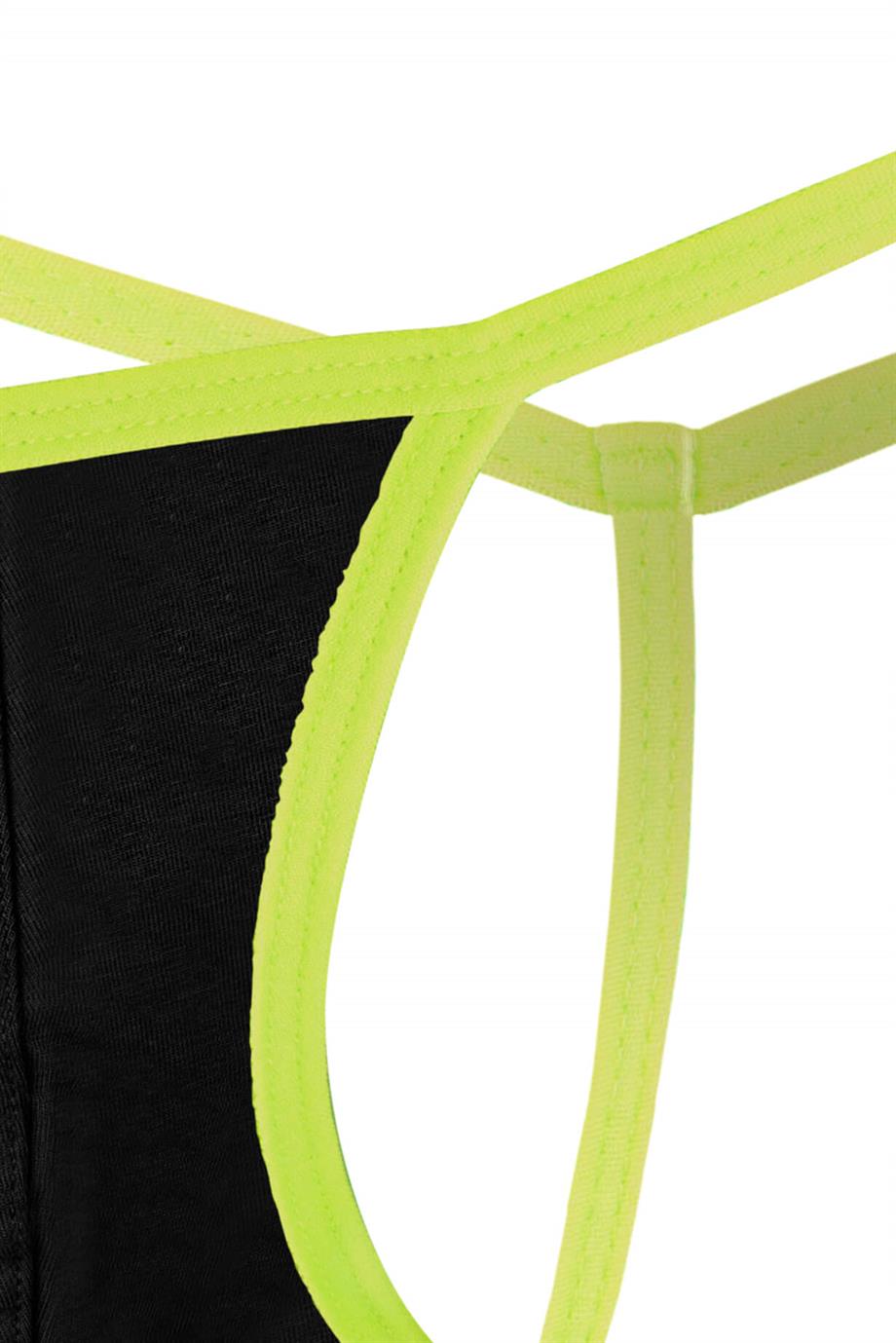 Erkek Neon Lastikli Siyah String - DZN6675