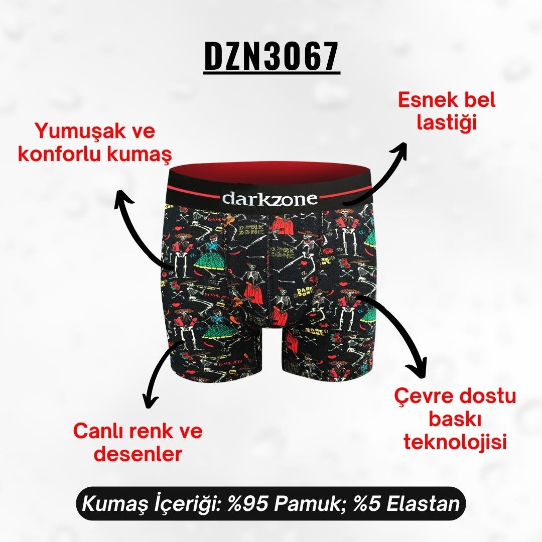 İskelet Desenli Erkek Boxer (Dijital Baskılı) - DZN3067