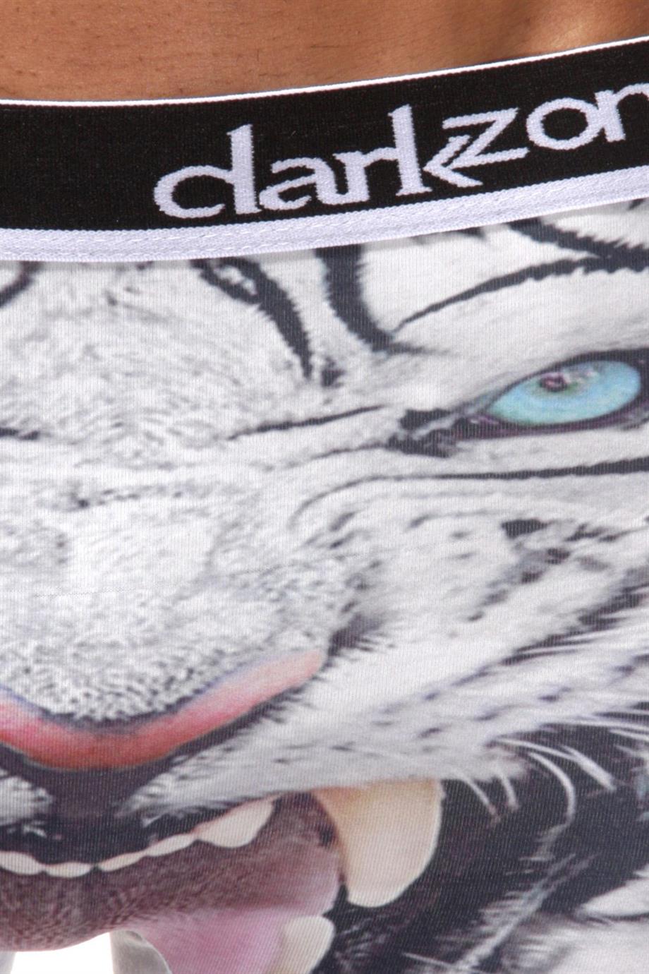 Kaplan Desenli 3D Beyaz Boxer - DZN1092