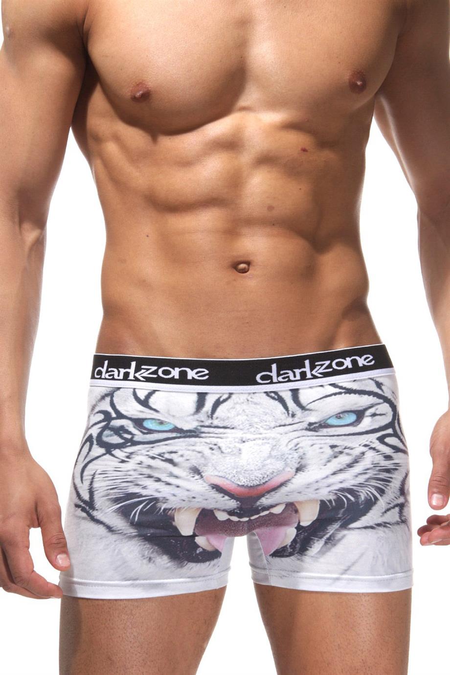 Kaplan Desenli 3D Beyaz Boxer - DZN1092