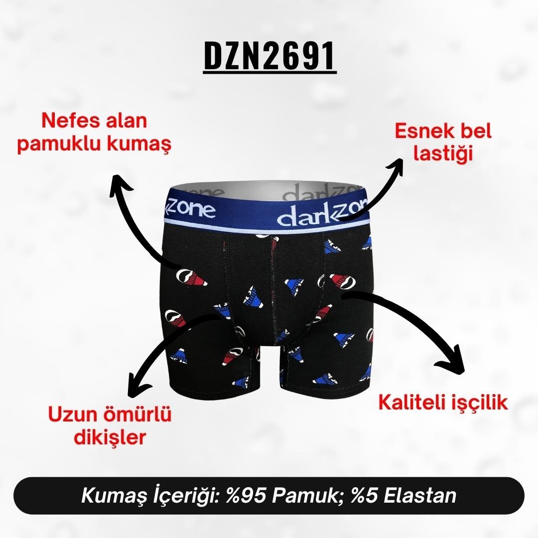 Şapka Desenli Siyah Erkek Boxer - DZN2691