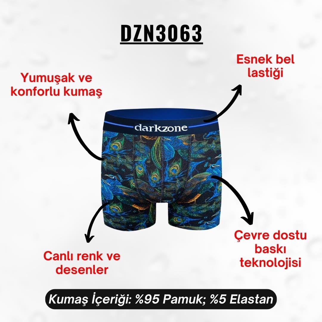 Tavuskuşu Desenli Erkek Boxer (Dijital Desenli) - DZN3063