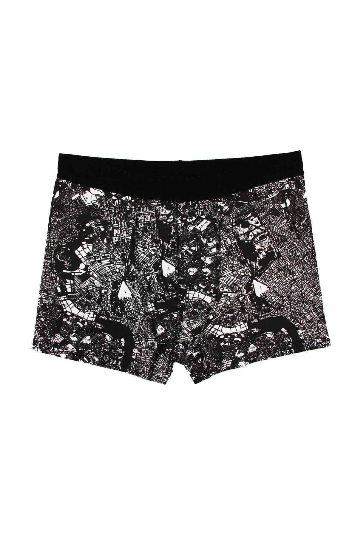 Wild DogWD0008Wild Dog Erkek Pamuklu Desenli Siyah Klasik Boxer - WD0008