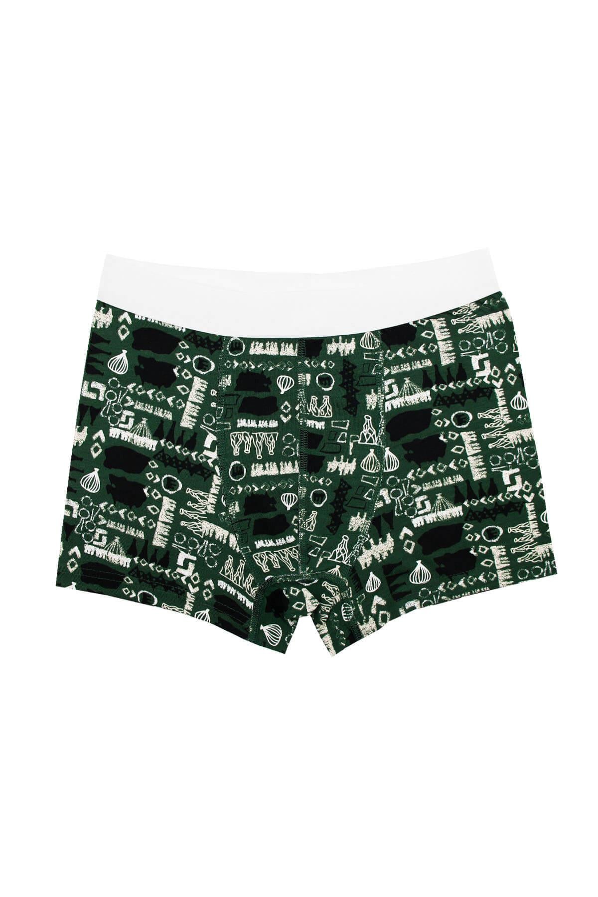 Wild DogWD0054Wild Dog Erkek Modal Kapadokya Desenli Yeşil Boxer - WD0054