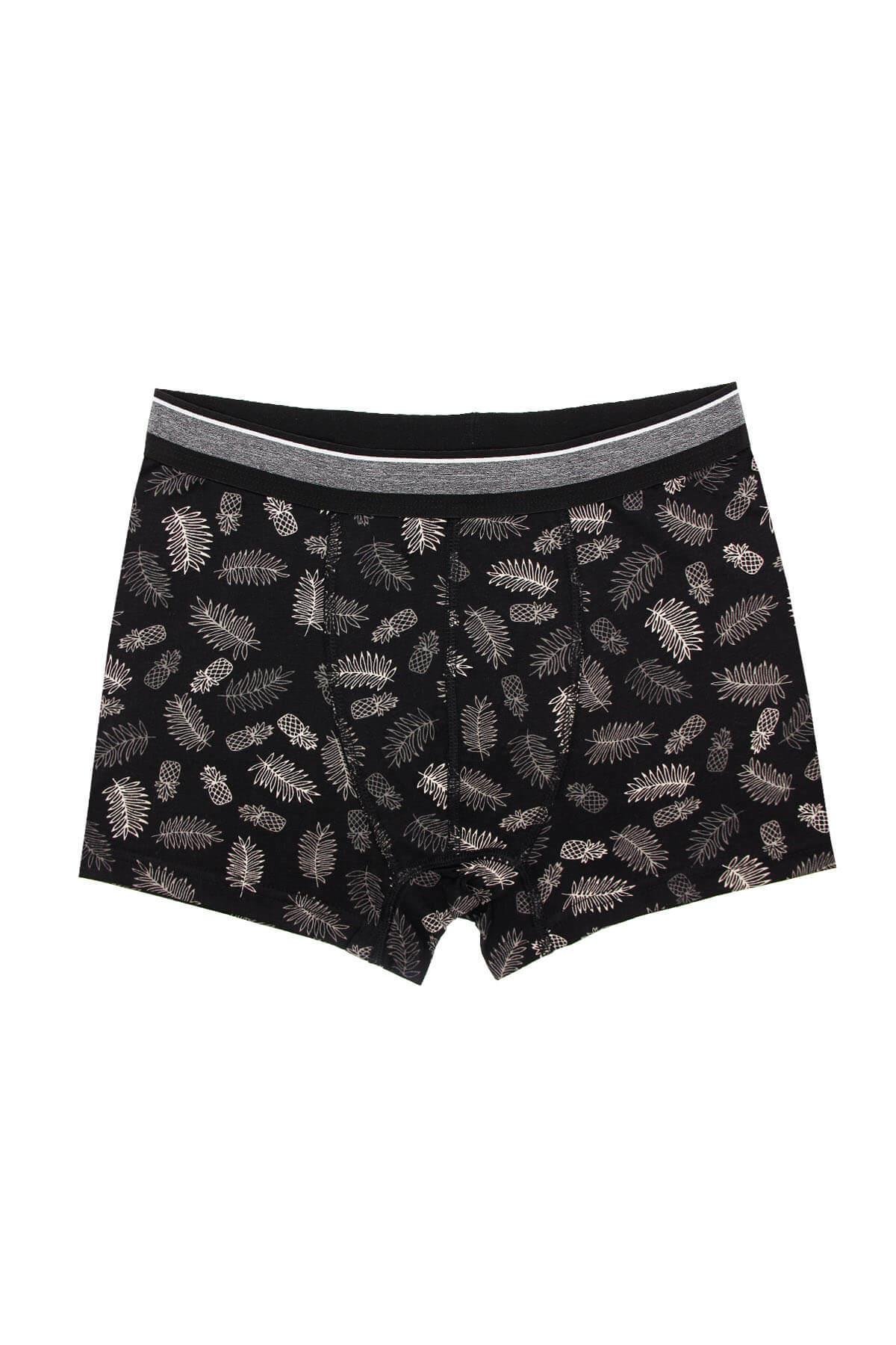 Wild DogWD0055Wild Dog Erkek Modal Ananas Desenli Siyah Boxer - WD0055
