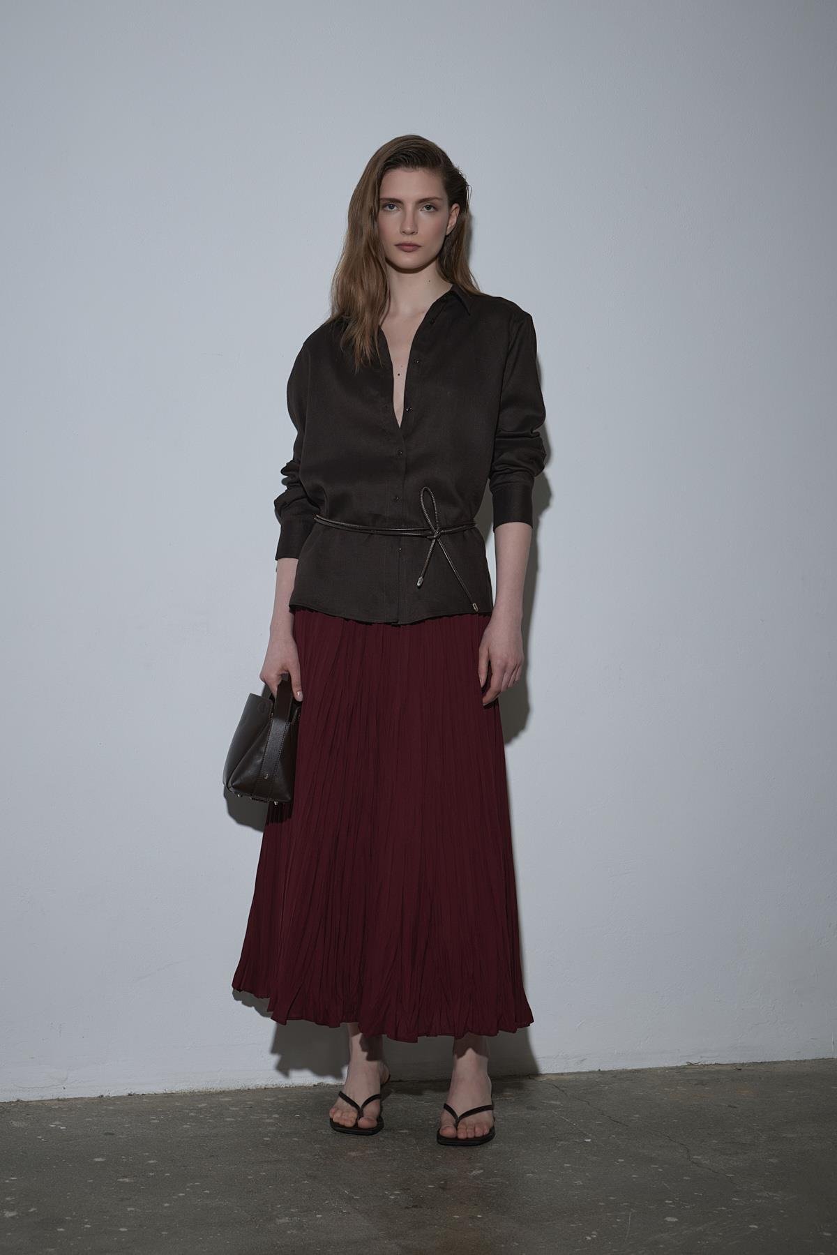 Acı Kahve %100 Keten Nora Gömlek