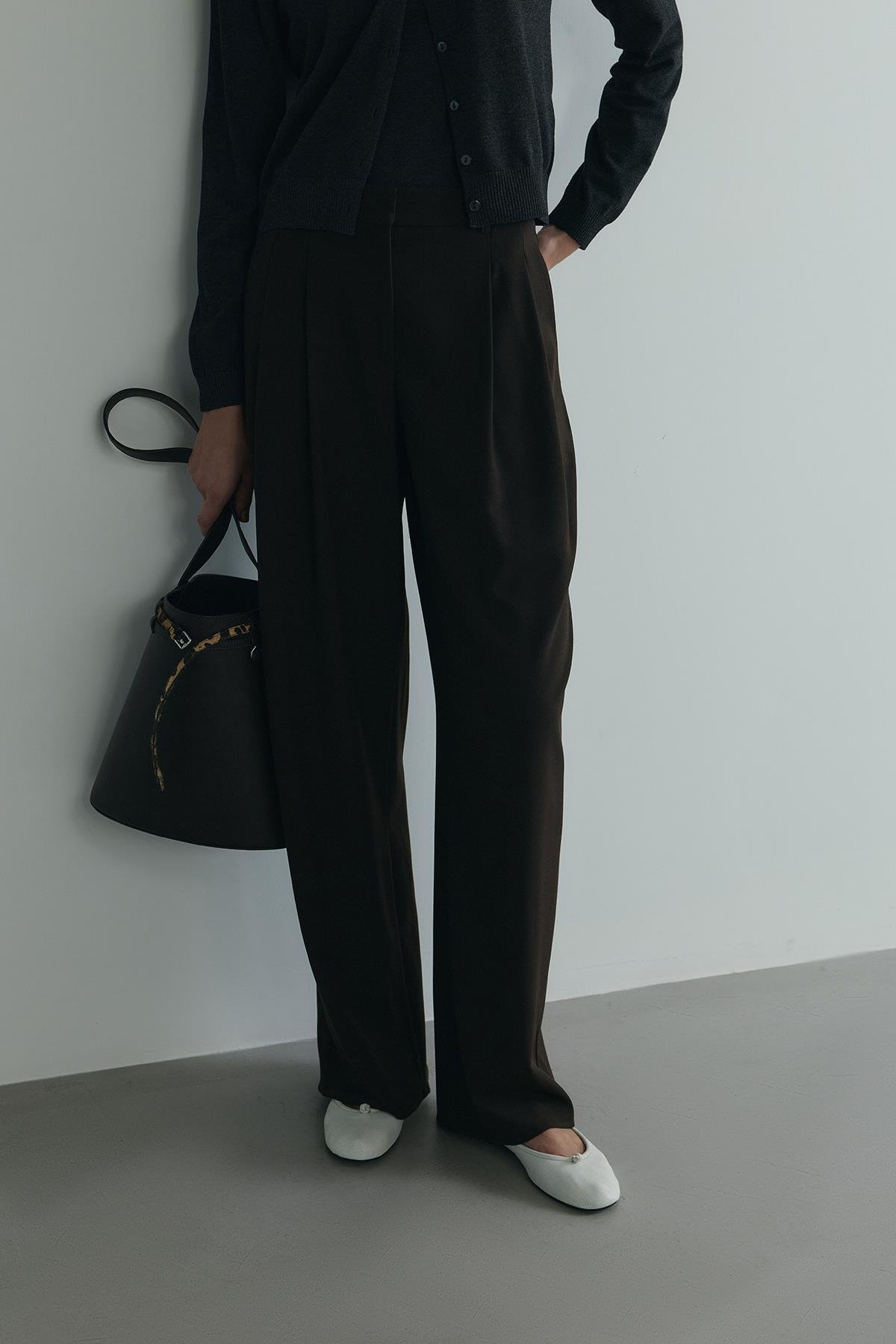 Acı Kahve Lina Pileli Pantolon