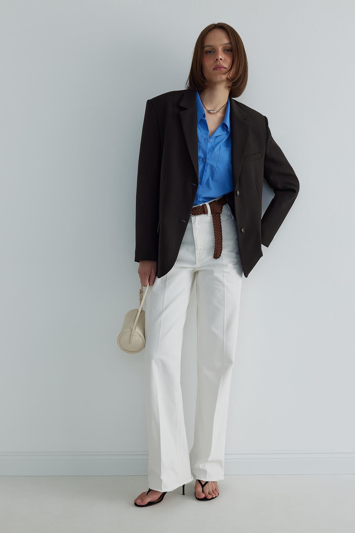 Acı Kahve Mina Düğmeli Blazer Ceket