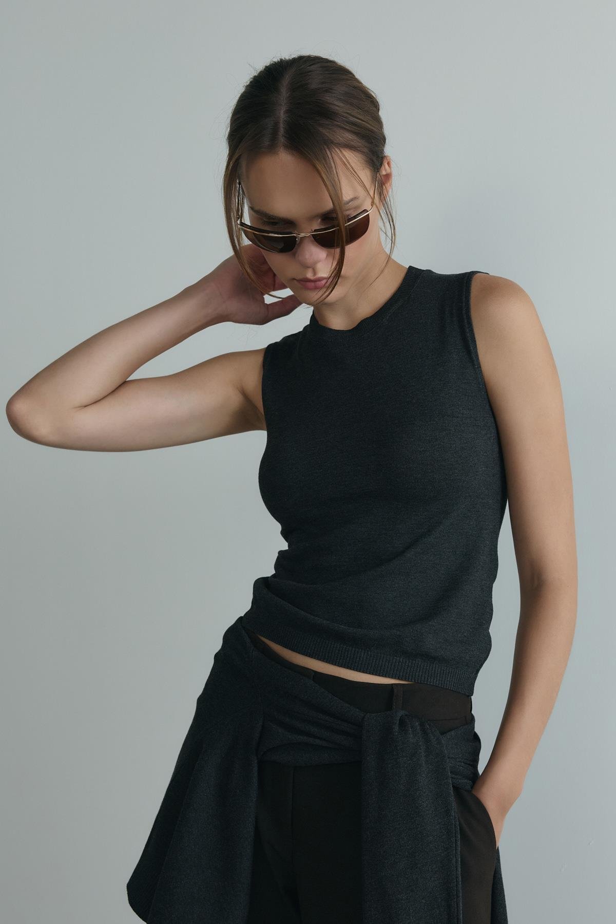 Antrasit Lea Triko Bluz