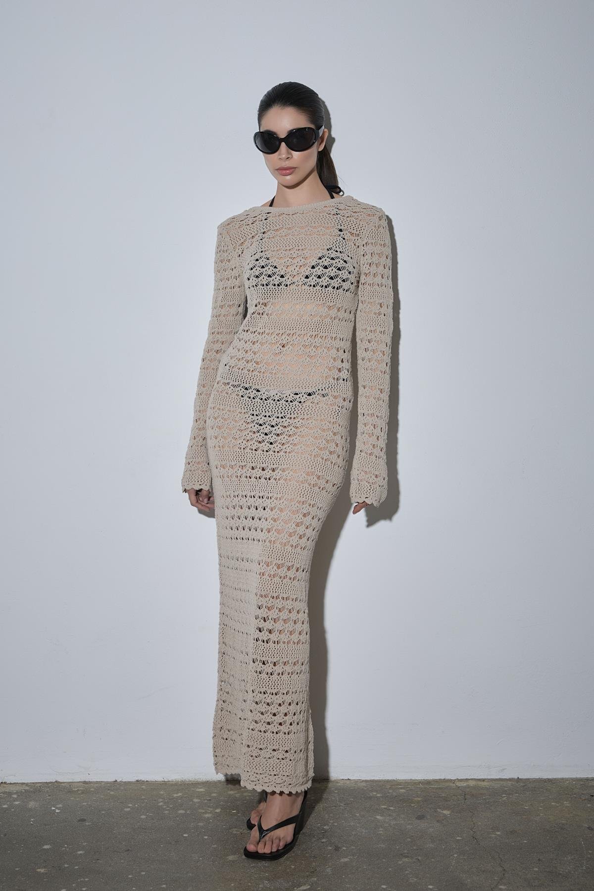 Bej Claire Ajurlu Elbise