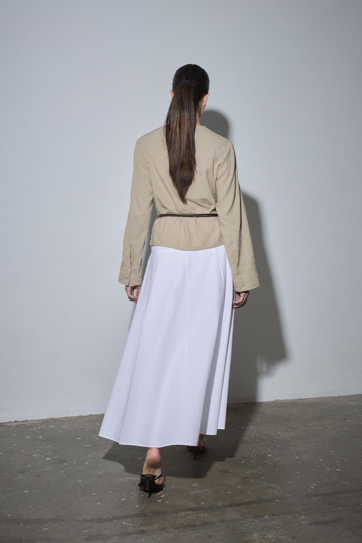 Bej Lizi Keten Gömlek