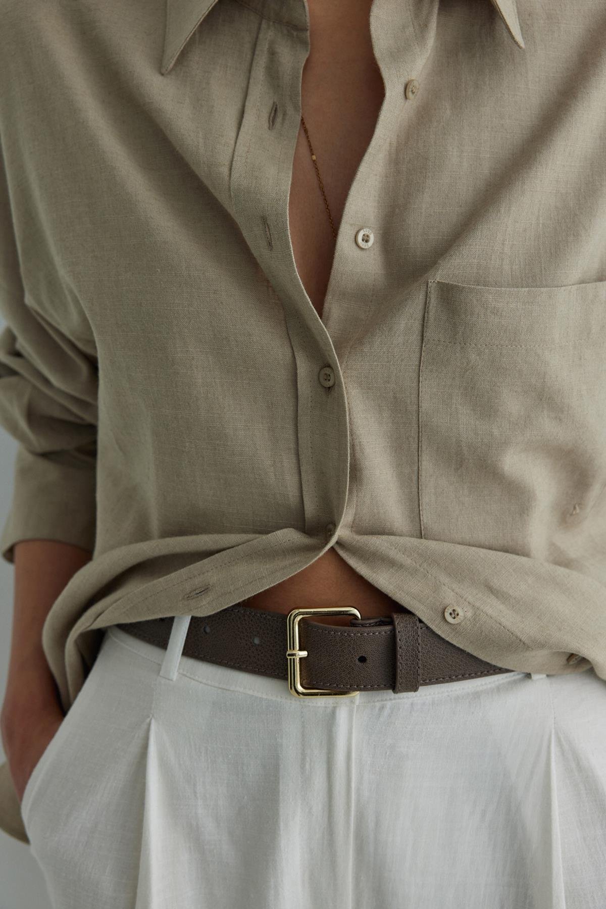 Bej Mild Cepli Basic Gömlek