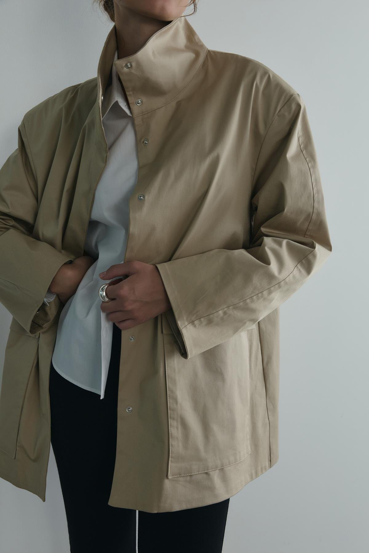 Bej Rael Dik Yaka Trençkot