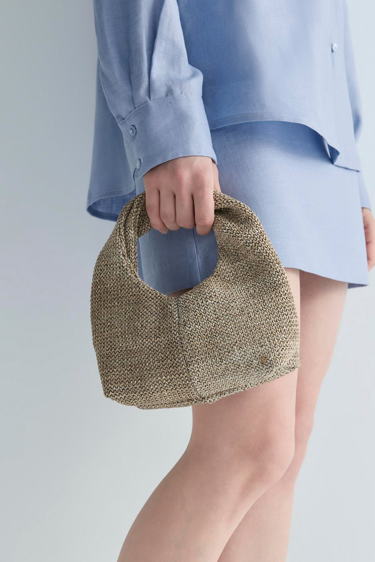 Bej Roen Hasır Çanta